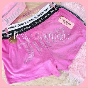 💗💋2pc {Juicy Couture} Sexy Pink Bling | Gray Logo Velour Shorts Bundle!